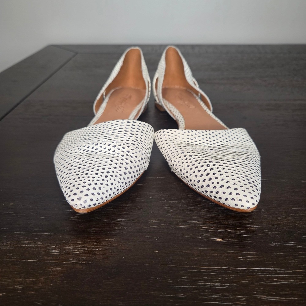 Madewell White Perforated Leather D'Orsay Flats Womens 6.5 Pointed Toe - Picture 4 of 7